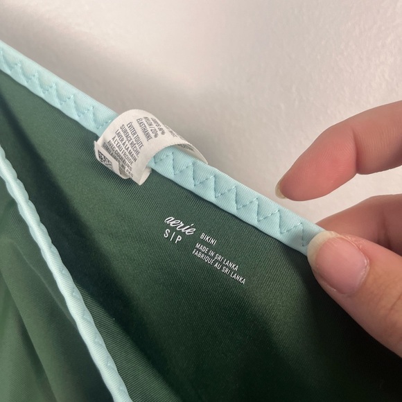 Aerie Wide Strap Plunge Bikini Top and Bikini Bottoms in Sycamore size small - Picture 10 of 11